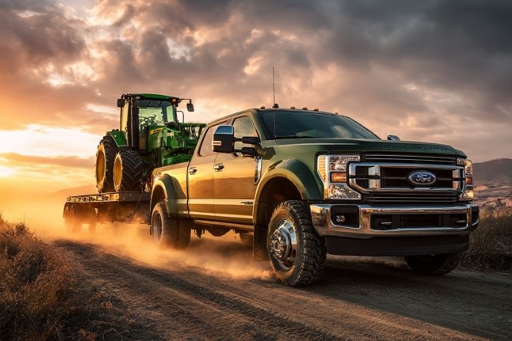 Ford 3250 hotshot with tractor