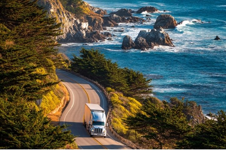 Semi Truck by ocean