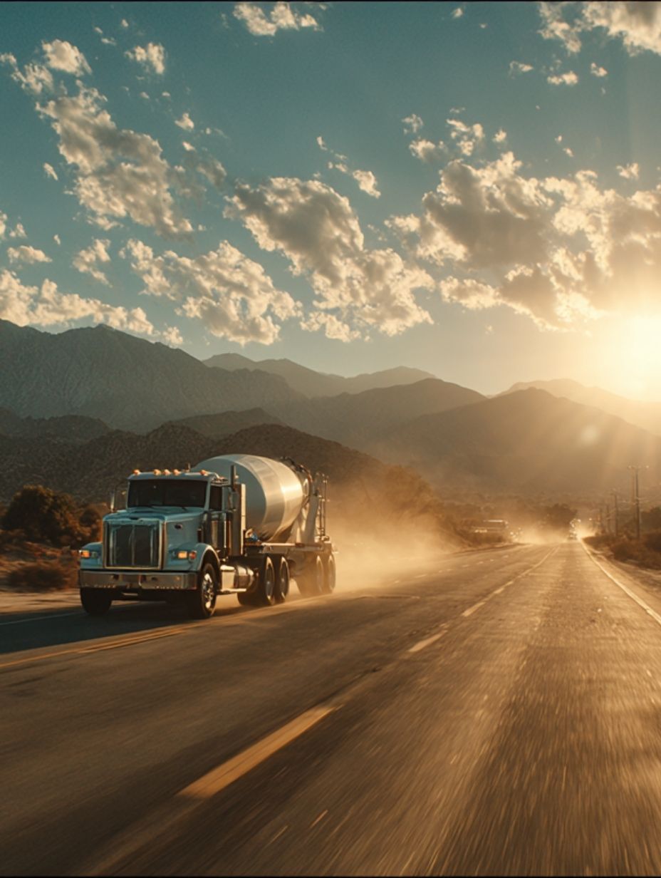 cement truck on California highway