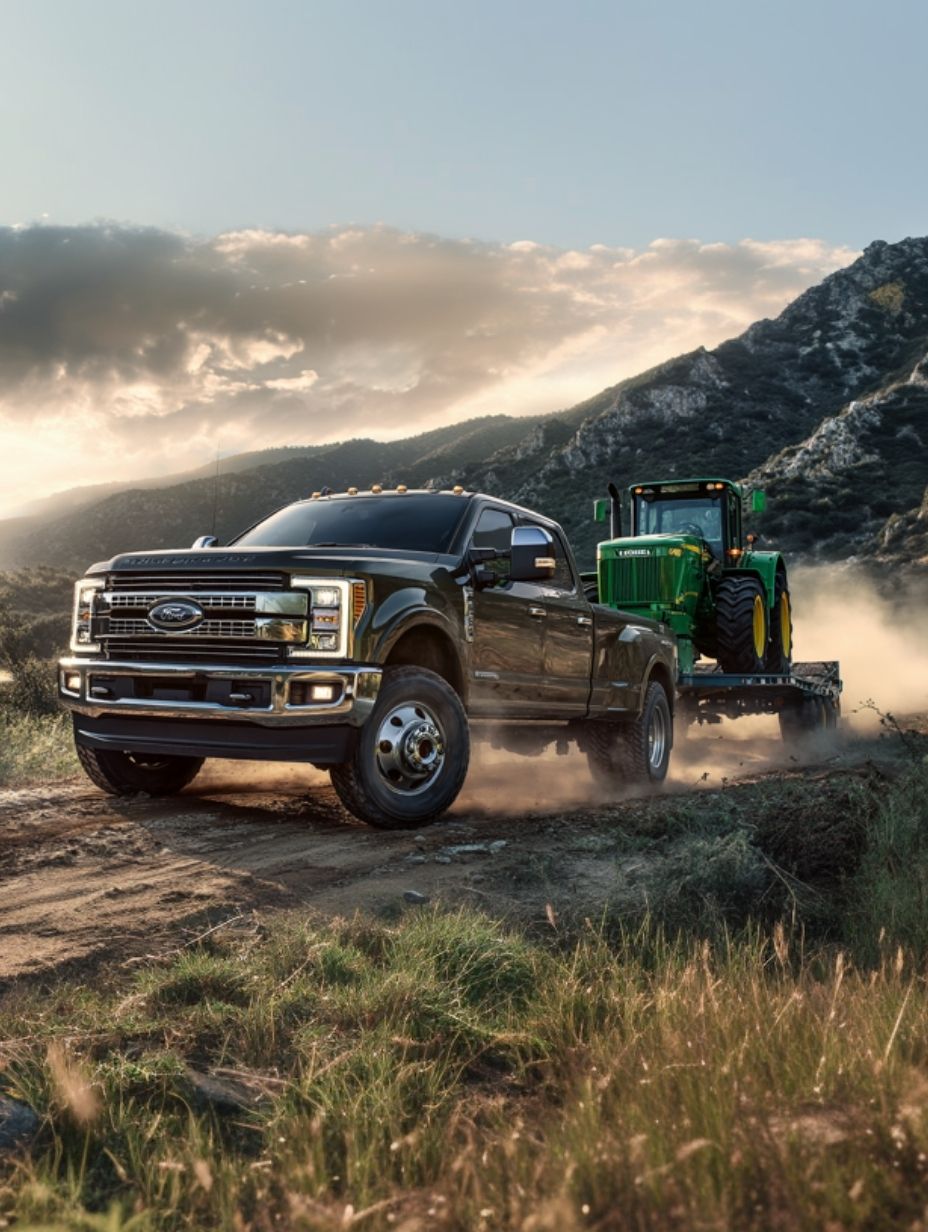 ford f350 hauling tractor